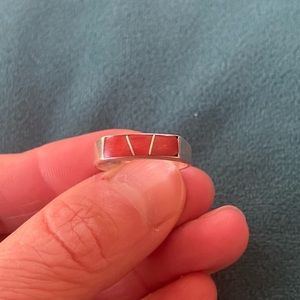 Navajo Artist - Sterling Silver and Coral Ring